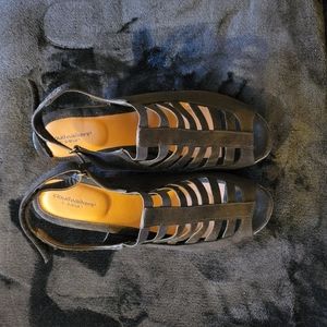 New Cloudwalkers Black Suede Sandals Size 12w